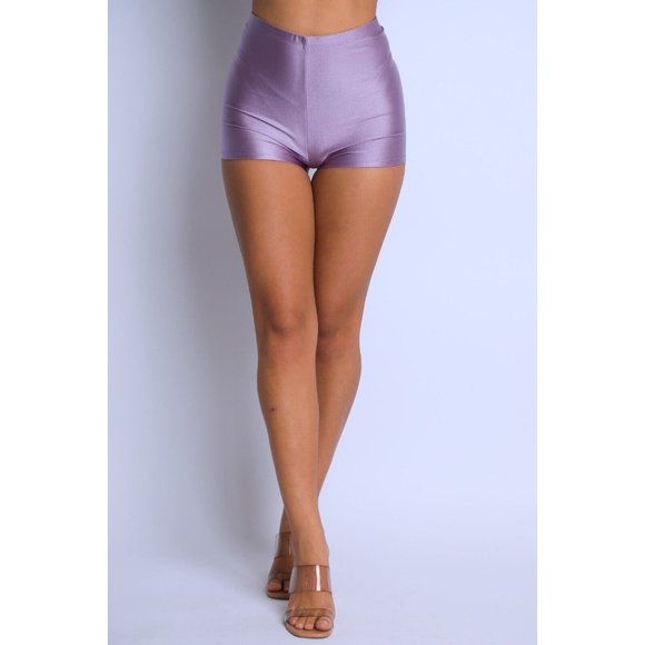 Boutique Pants - Women High Waist Shiny Tricot Stretchy Skinny Rave Dance Yoga Biker Shorts S M L